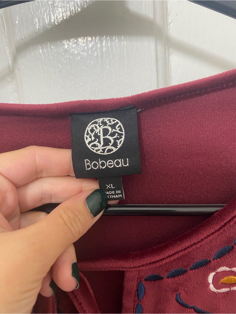 Embroidered Peasant Blouse - Burgundy - Picture 3 of 7